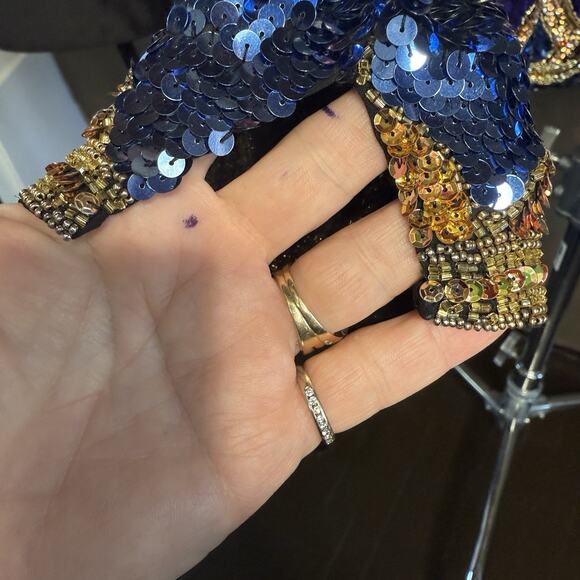 Vintage Black Tie Silk Sequin Top Stunning Condition Size Small Vintage 80's - Picture 9 of 13